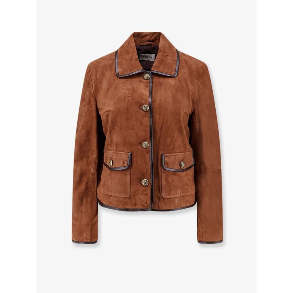 Arma Women Yasmine Suede Jacket With Leather Trim